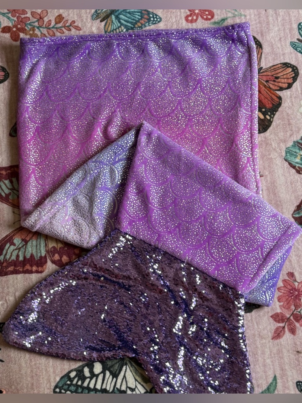 Purple Mermaid Sequin & Glitter Tail Scarf